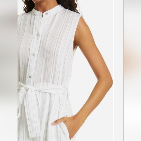 Vince‎ Drapey Button-Down Stripe Shirtdress - Picture 3 of 13